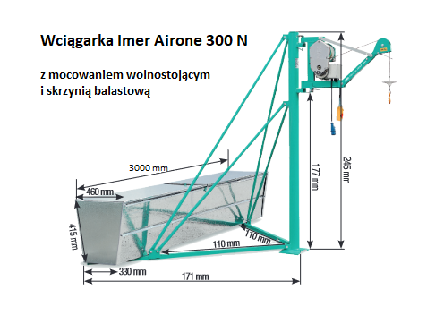 Wciagarka Imer Airone 300 N z mocowaniem wolnostojacym i szkrzynia balastowa - Airone 300 N