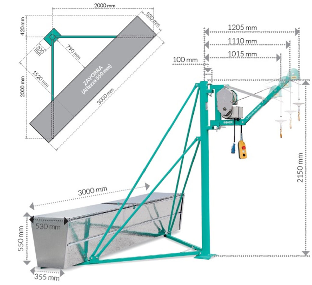 Airone 200 N Wciagarka budowlana Imer Airone 300 N wymiary 1024x936 - Airone 200 N