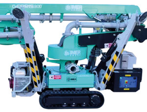Gasienicowa pompa betonu z wysiegnikiem Imer Geris 800 300x228 - Pompa do betonu Geris 800